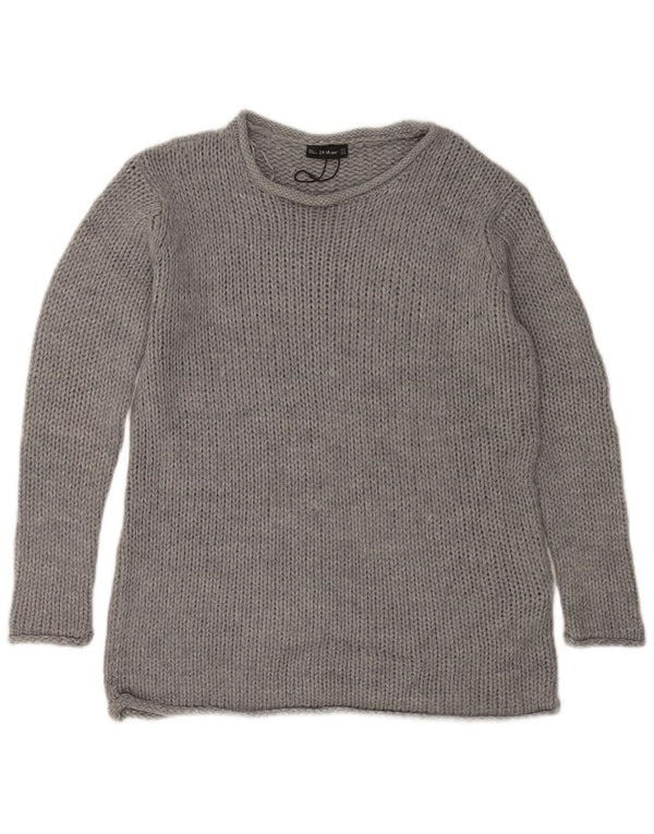 Maglione Zara da donna oversize con scollo a barca UK 10 piccolo acrilico grigio