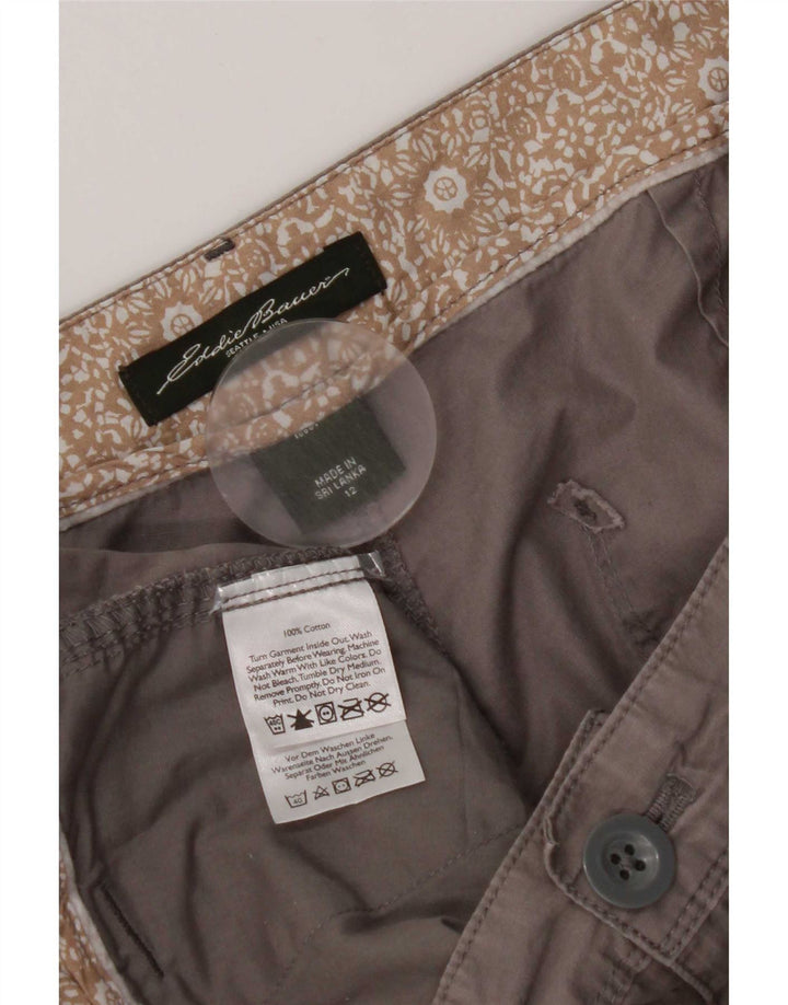 Pantaloncini chino da donna Eddie Bauer US 12 Large W34 cotone grigio