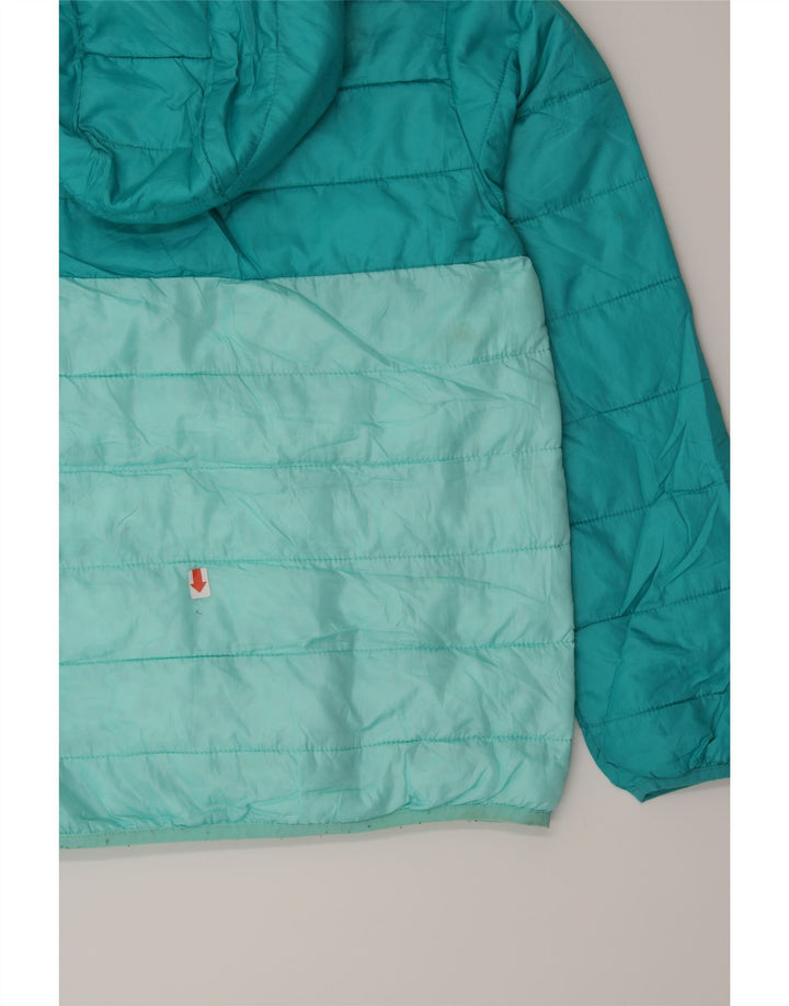 EDDIE BAUER Boys Hooded Padded Jacket 13-14 Years Large  Blue Colourblock Vintage Eddie Bauer and Second-Hand Eddie Bauer from Messina Hembry 