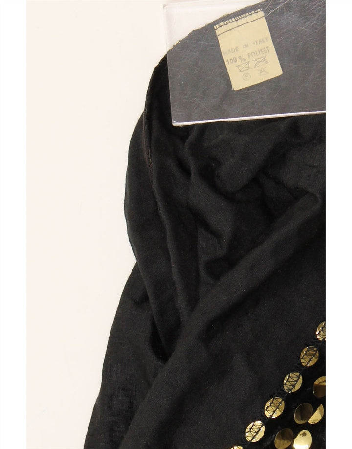 Camicetta senza maniche vintage da donna Top UK 10 piccolo poliestere nero