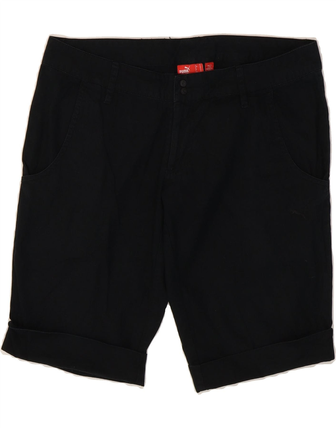 PUMA Womens Casual Shorts UK 12 Medium W32 Black Pinstripe Vintage Puma and Second-Hand Puma from Messina Hembry 
