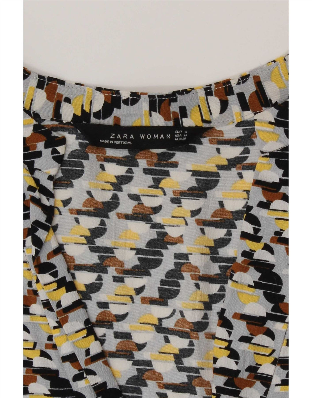 Abito a trapezio con maniche a 3/4 da donna Zara UK 14 medio multicolore geometrico