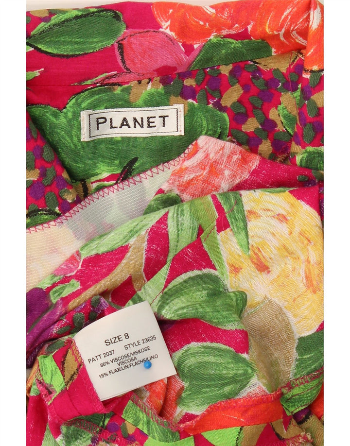 PLANET Womens Short Sleeve Shirt Blouse UK 8 Small Multicoloured Floral Vintage Planet and Second-Hand Planet from Messina Hembry 