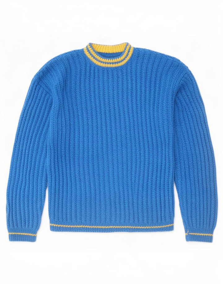 Maglione maglione girocollo vintage da uomo grande blu