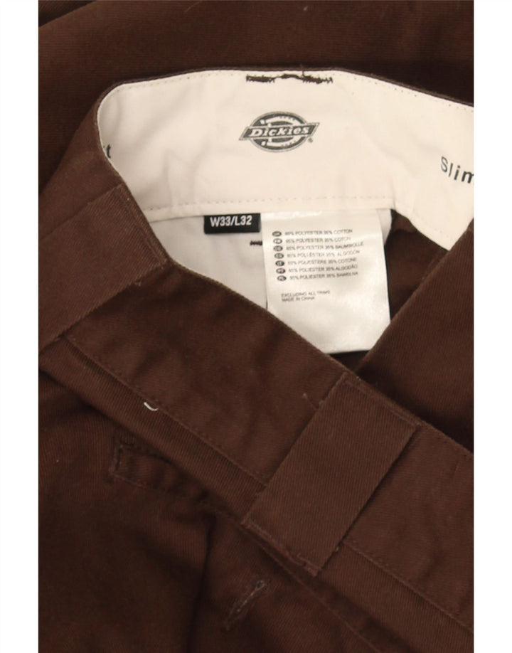 Pantaloni chino slim da uomo Dickies W33 L32 poliestere marrone