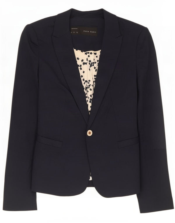Giacca blazer da donna a 1 bottone Zara UK 10 piccola blu navy