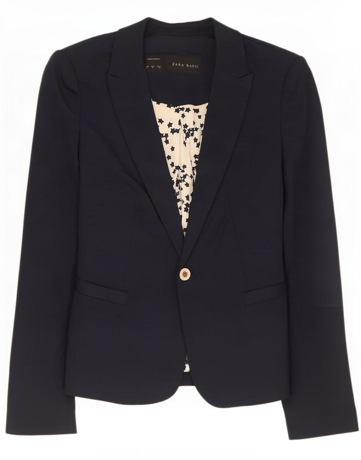 Giacca blazer da donna a 1 bottone Zara UK 10 piccola blu navy