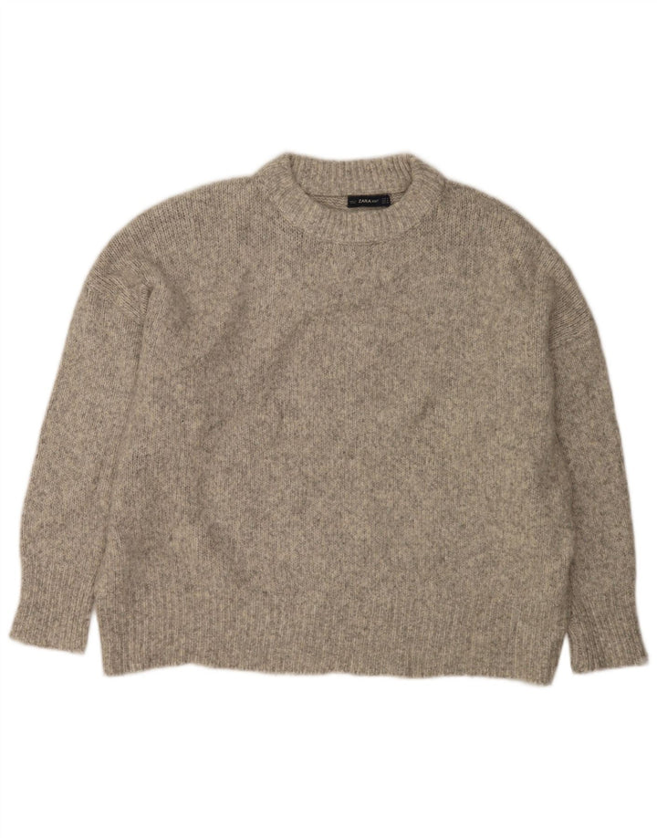 Maglione maglione girocollo oversize da donna Zara UK 14 Grigio medio screziato