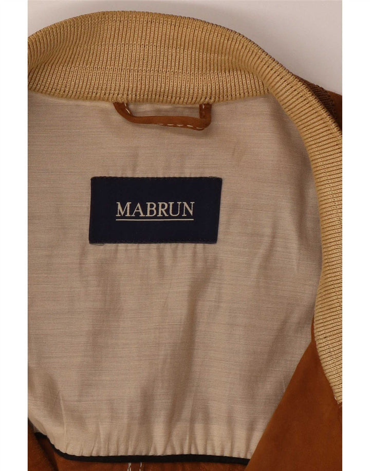 Giubbotto bomber da uomo in pelle scamosciata Mabrun IT 54 2XL Beige