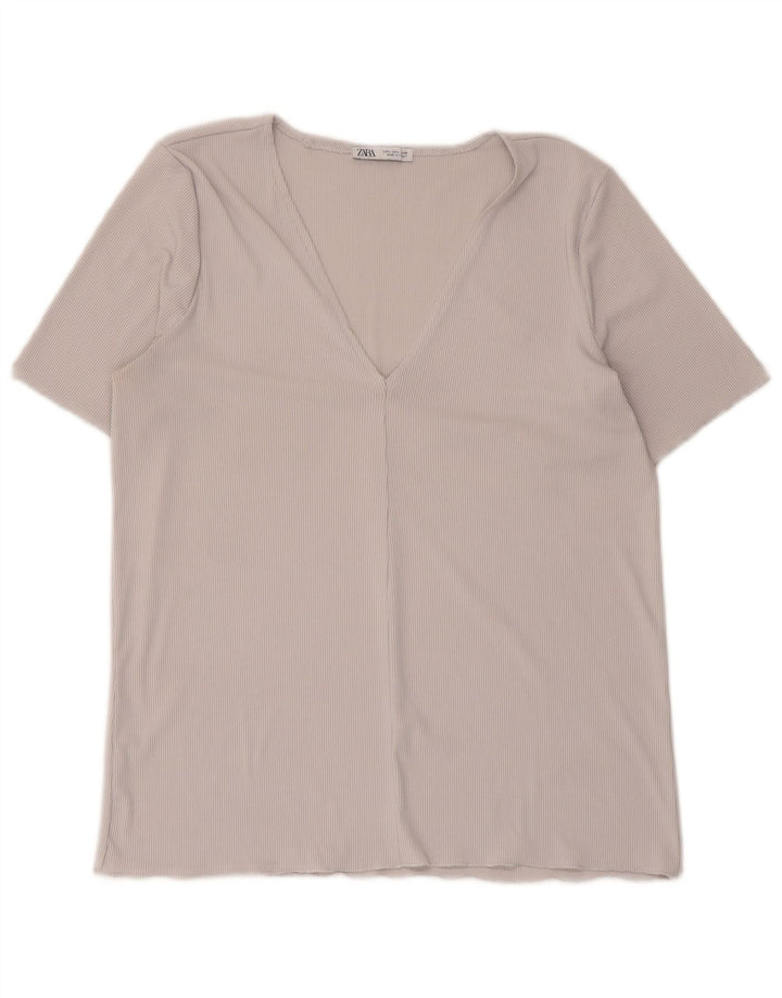 T-shirt Zara da donna Top UK 14 grande grigia