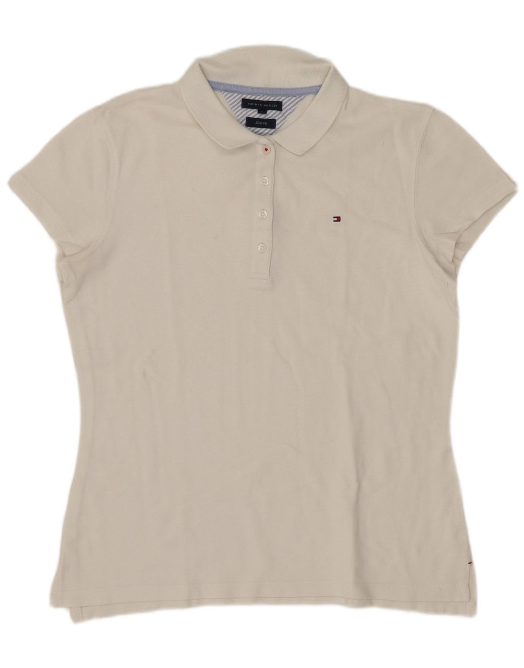 Polo da donna slim fit Tommy Hilfiger UK 12 medio bianco