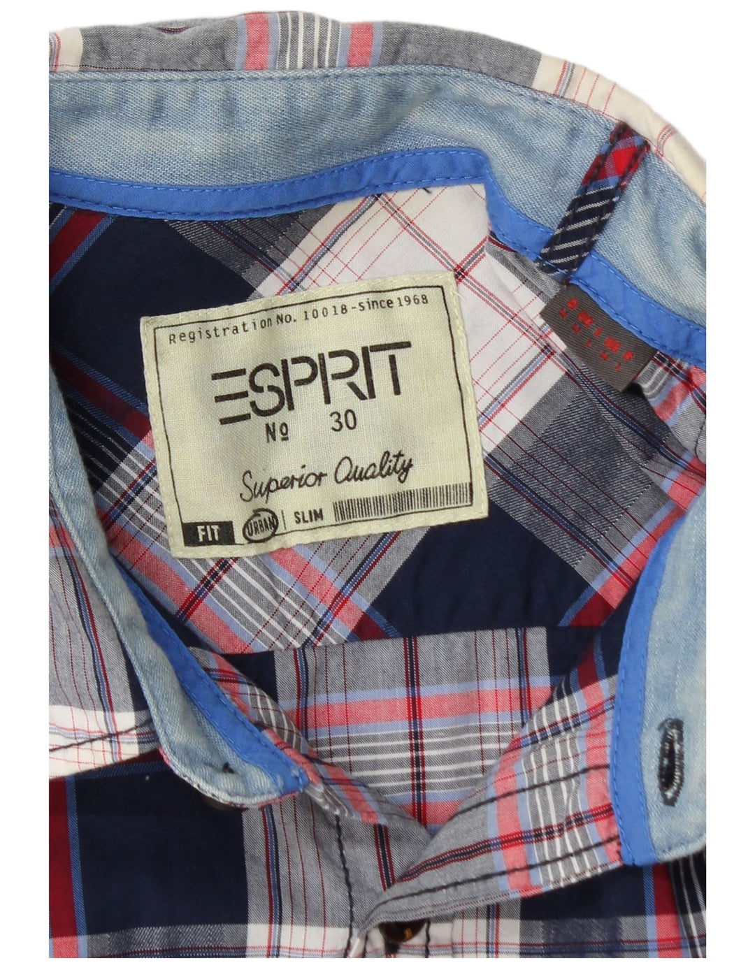 Camicia slim fit da uomo Esprit in cotone a quadri blu navy medio