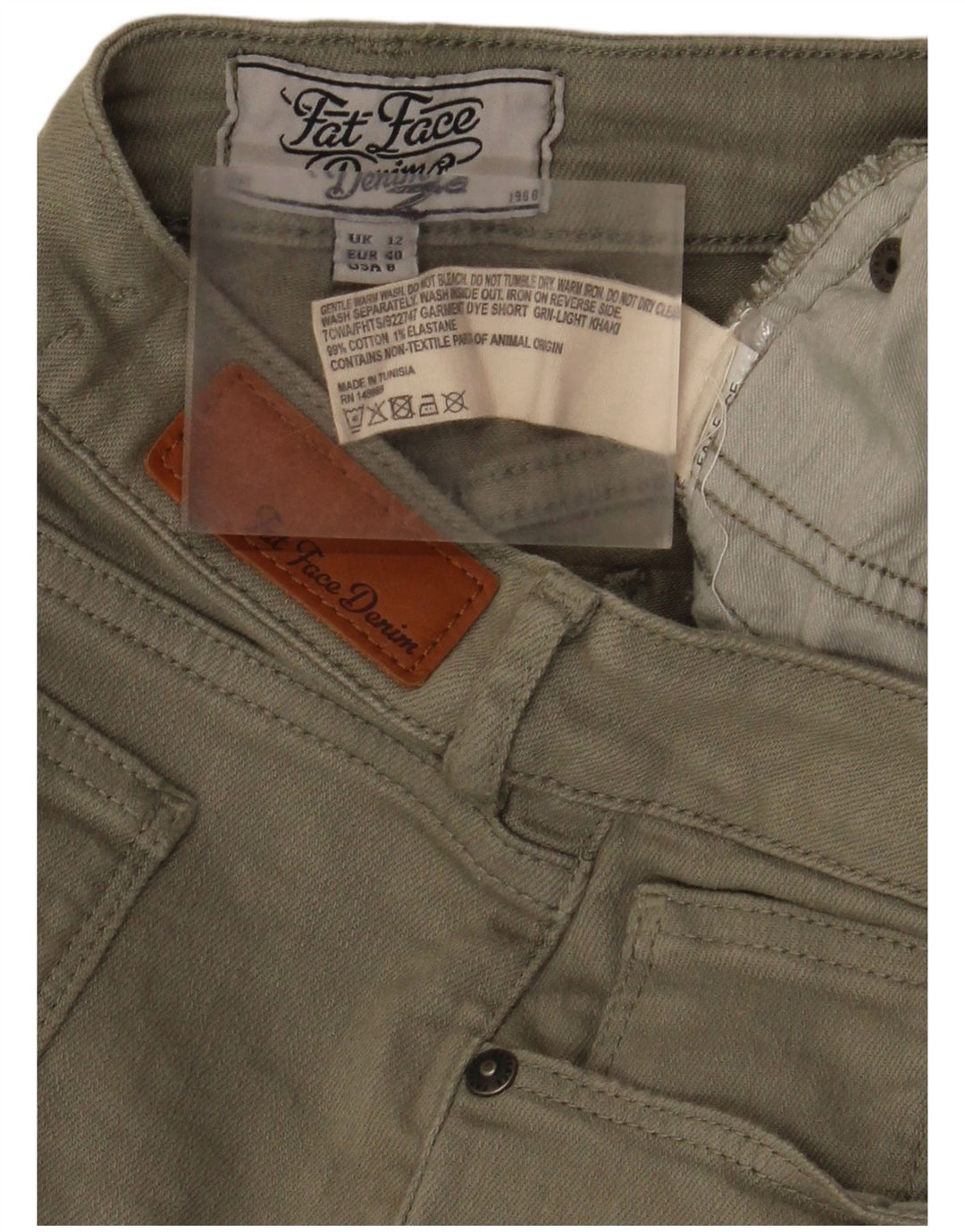 Pantaloncini di jeans da donna Fat Face UK 12 Medium W32 Cotone kaki