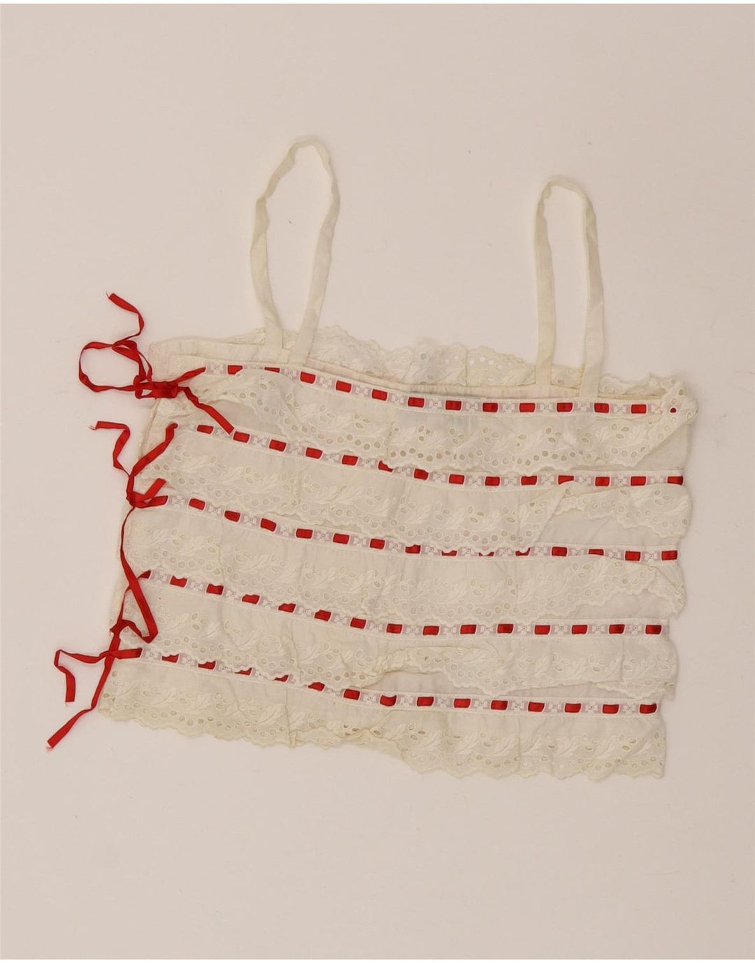 Lorena'O Canottiera corta da donna IT 40 piccola in cotone a righe bianche
