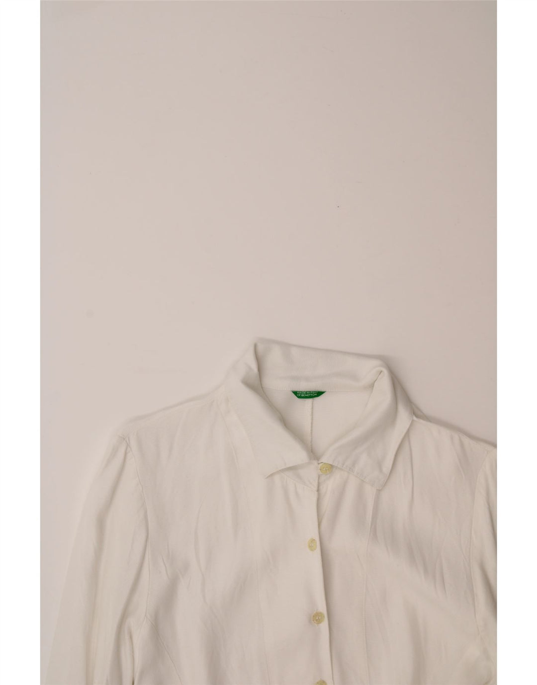 BENETTON Camicia Camicetta da Donna UK 12 Viscosa Bianca Media