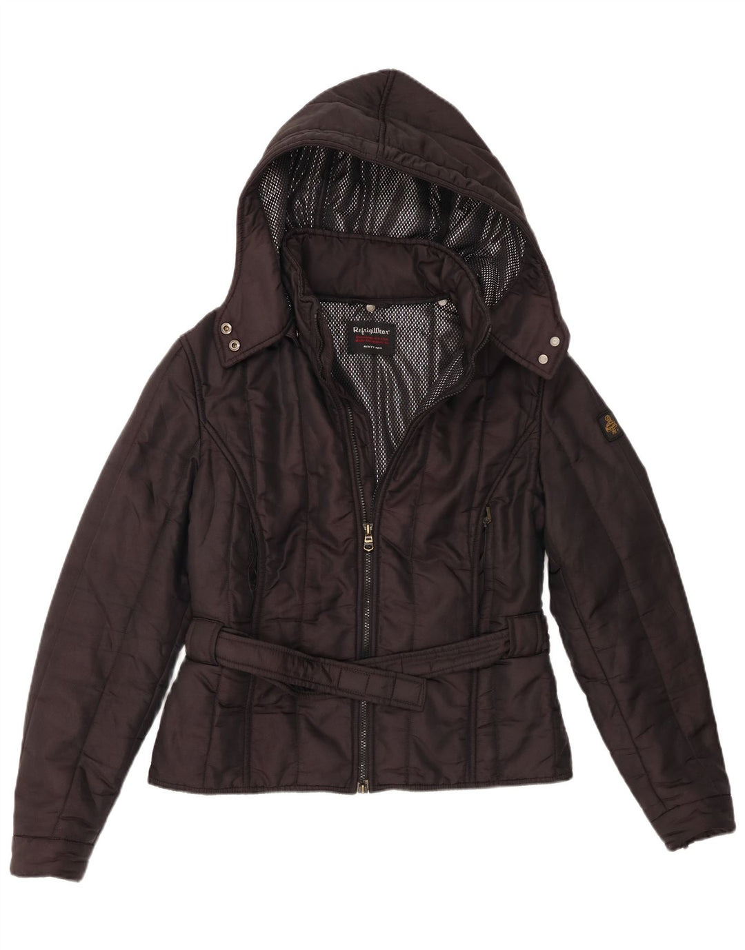 Giacca a vento con cappuccio da donna Refrigiwear UK 16 grande nera in poliammide