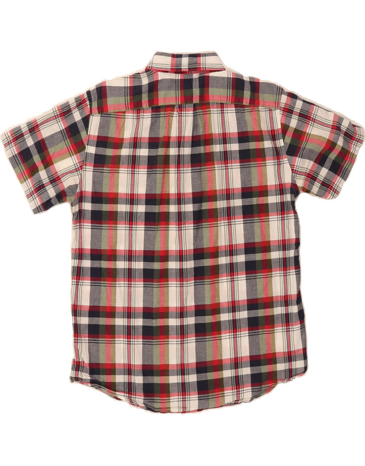 J. CREW Mens Short Sleeve Shirt Medium Multicoloured Plaid Cotton Vintage J. Crew and Second-Hand J. Crew from Messina Hembry 