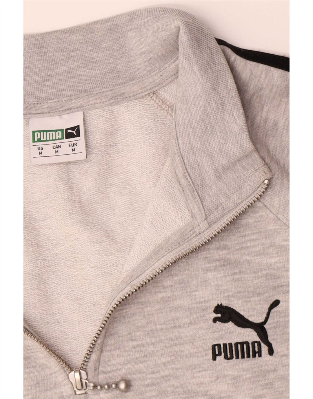 Felpa Puma da uomo con zip e collo, maglione, cotone chiazzato grigio medio