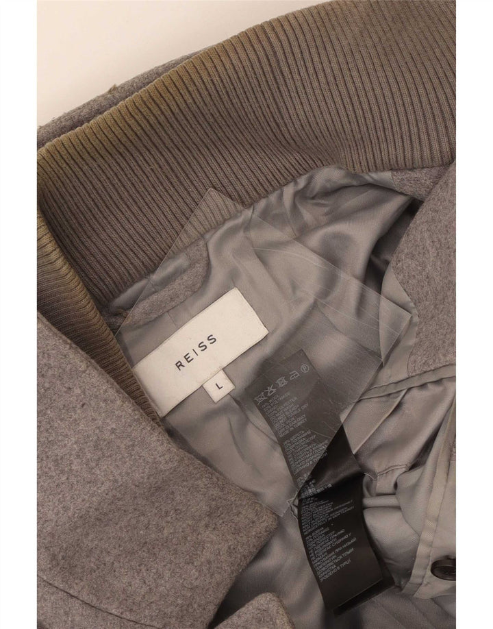 Cappotto da uomo Reiss UK 40 Large in lana grigia