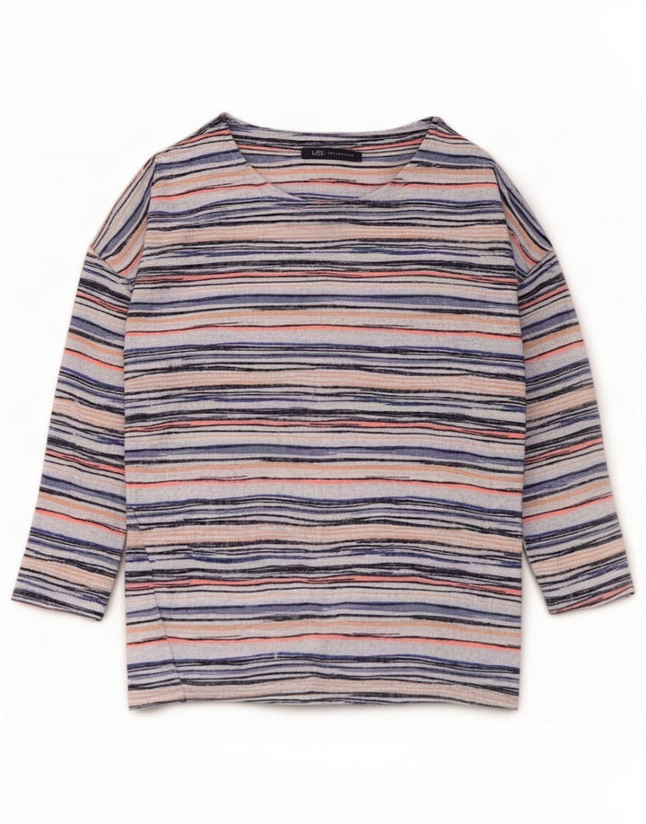 Marks & Spencer Top da donna manica 3/4 UK 8 piccolo a righe multicolore
