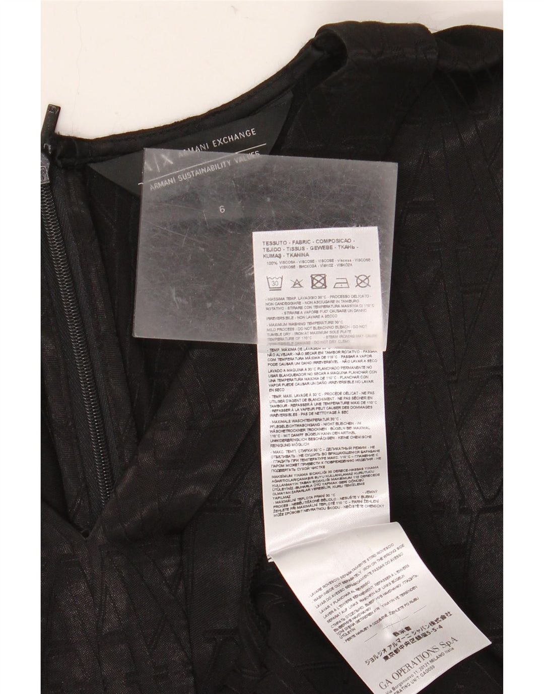 ARMANI EXCHANGE Abito da donna a trapezio con grafica senza maniche US 6 Medio Nero