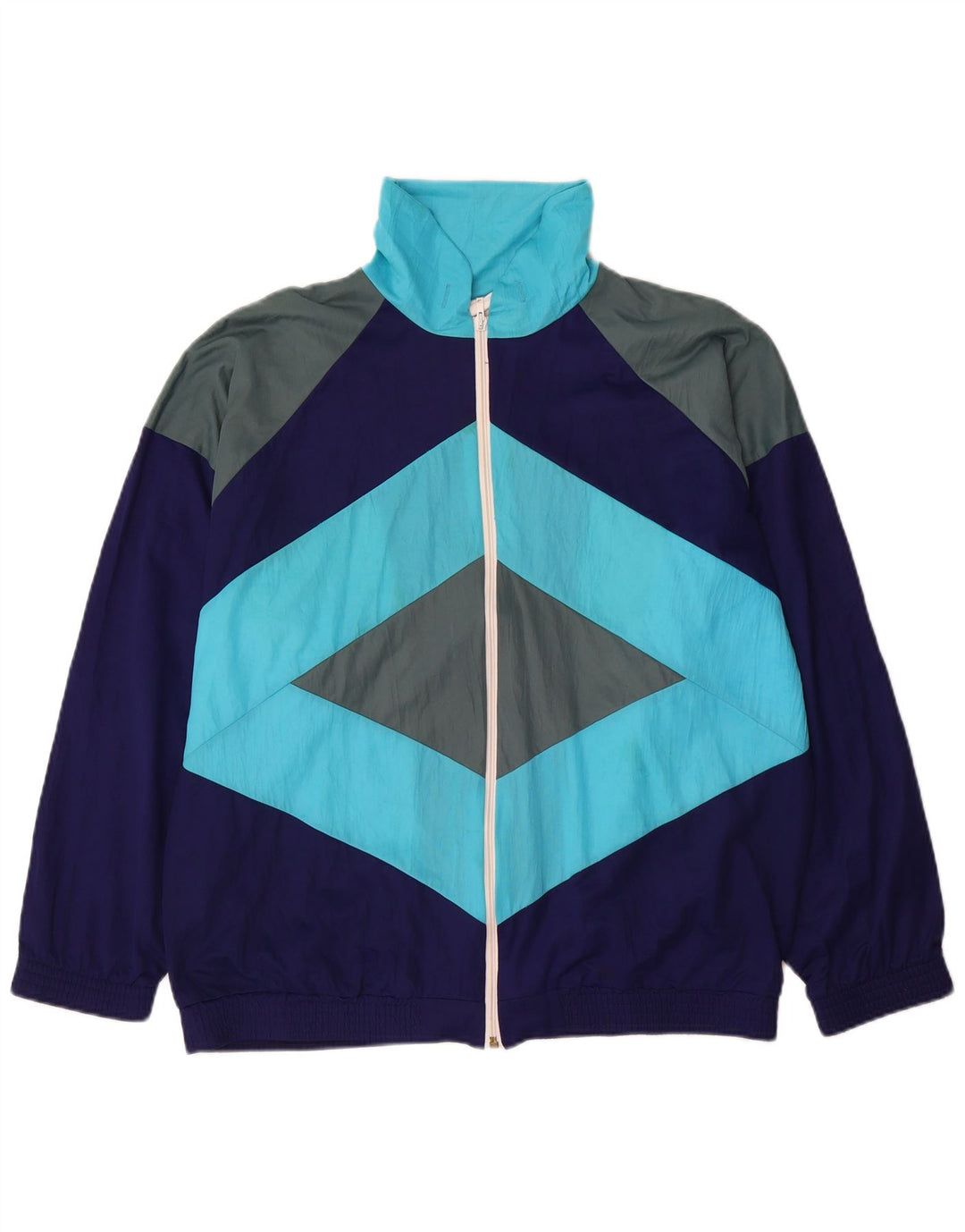 Giacca da ginnastica vintage da uomo grande color block blu navy