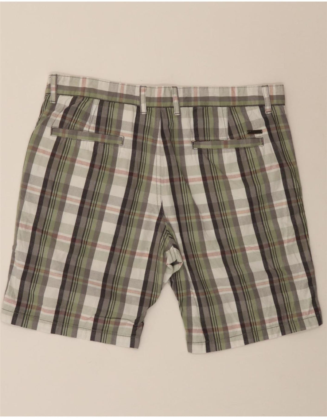 PIERRE CARDIN Mens Regular Fit Chino Shorts Medium Grey Check Cotton Vintage Pierre Cardin and Second-Hand Pierre Cardin from Messina Hembry 