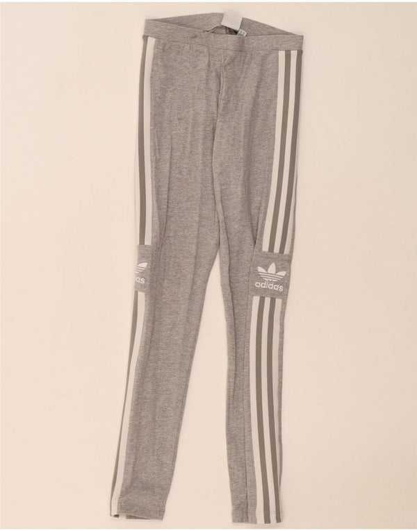 Leggings grafici da donna Adidas UK 6 XS cotone chiazzato grigio