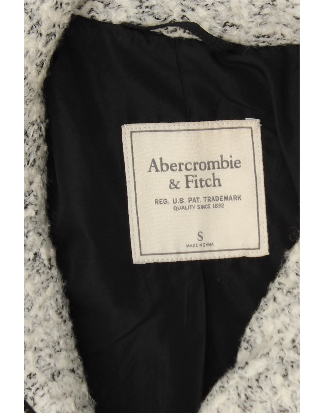 Soprabito oversize da donna Abercrombie & Fitch UK 10 piccolo in lana screziata grigia