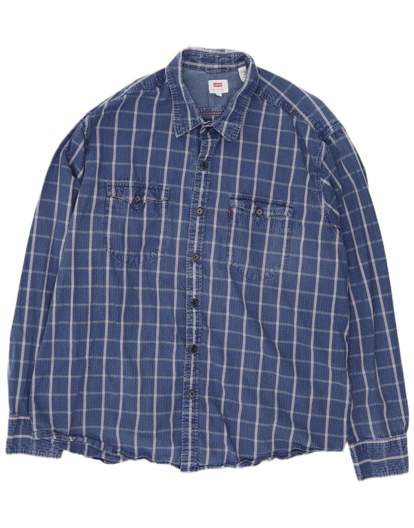 Camicia da uomo Levi's XL in cotone a quadri blu