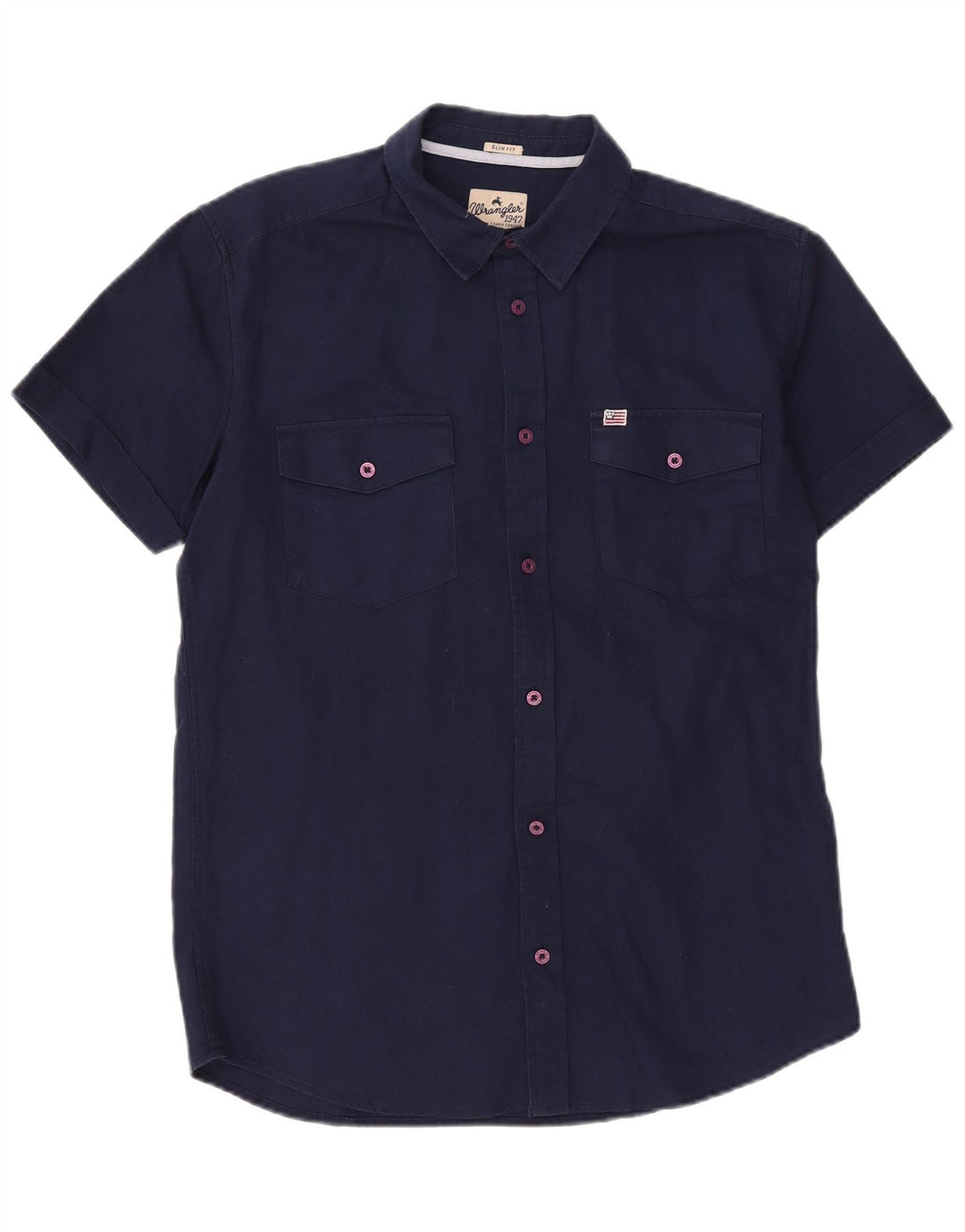 Camicia Wrangler da uomo slim fit grande in cotone blu navy