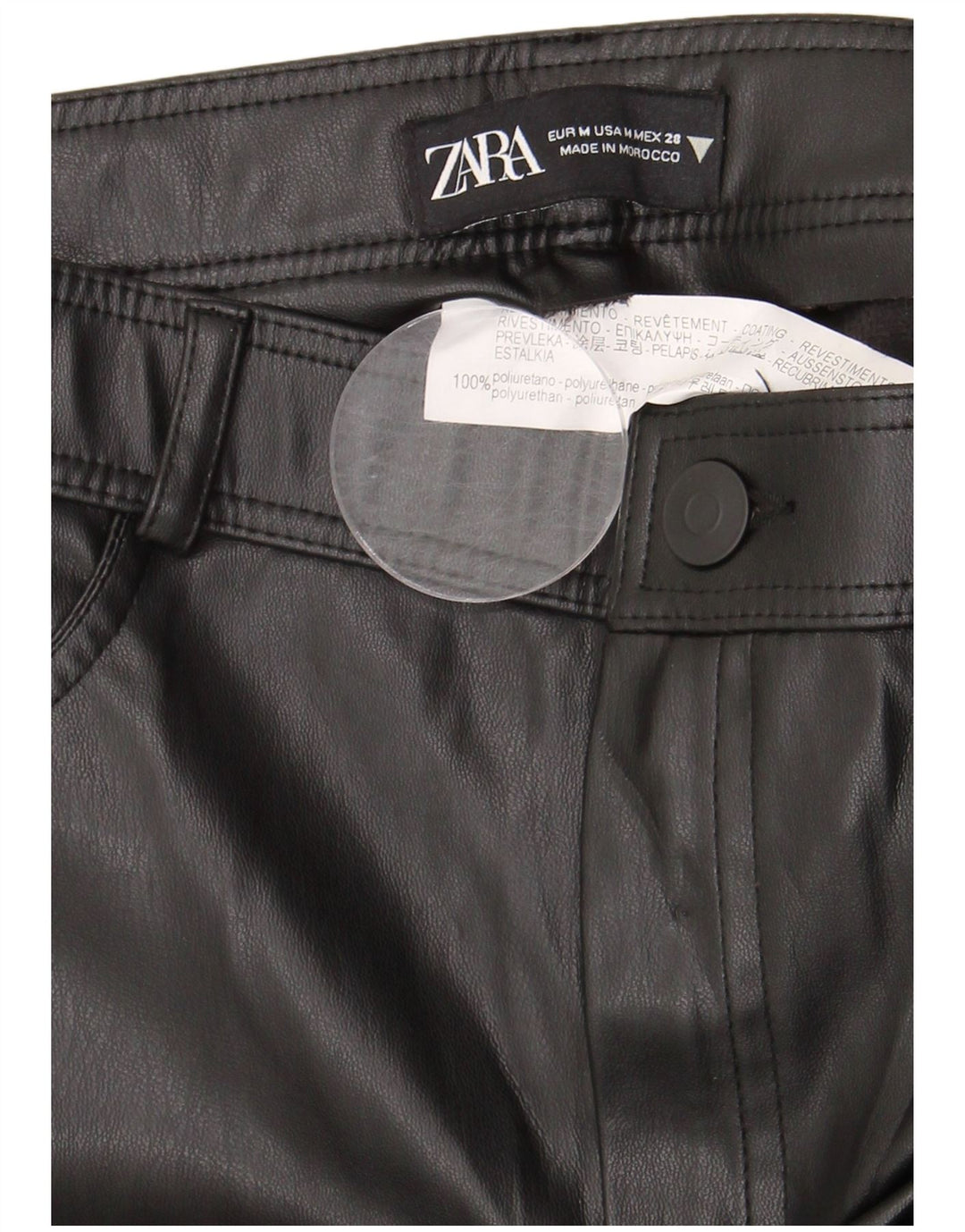 Pantaloni slim in ecopelle da donna Zara medi W28 L28 poliuretano nero