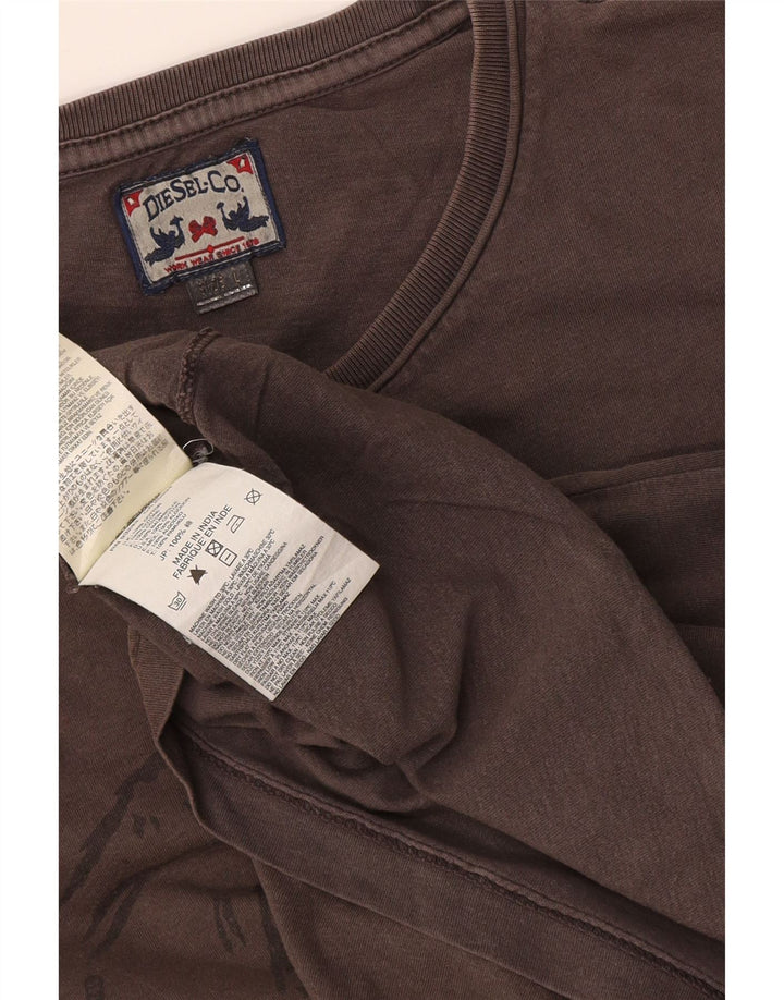T-shirt grafica da uomo Diesel Top grande in cotone grigio