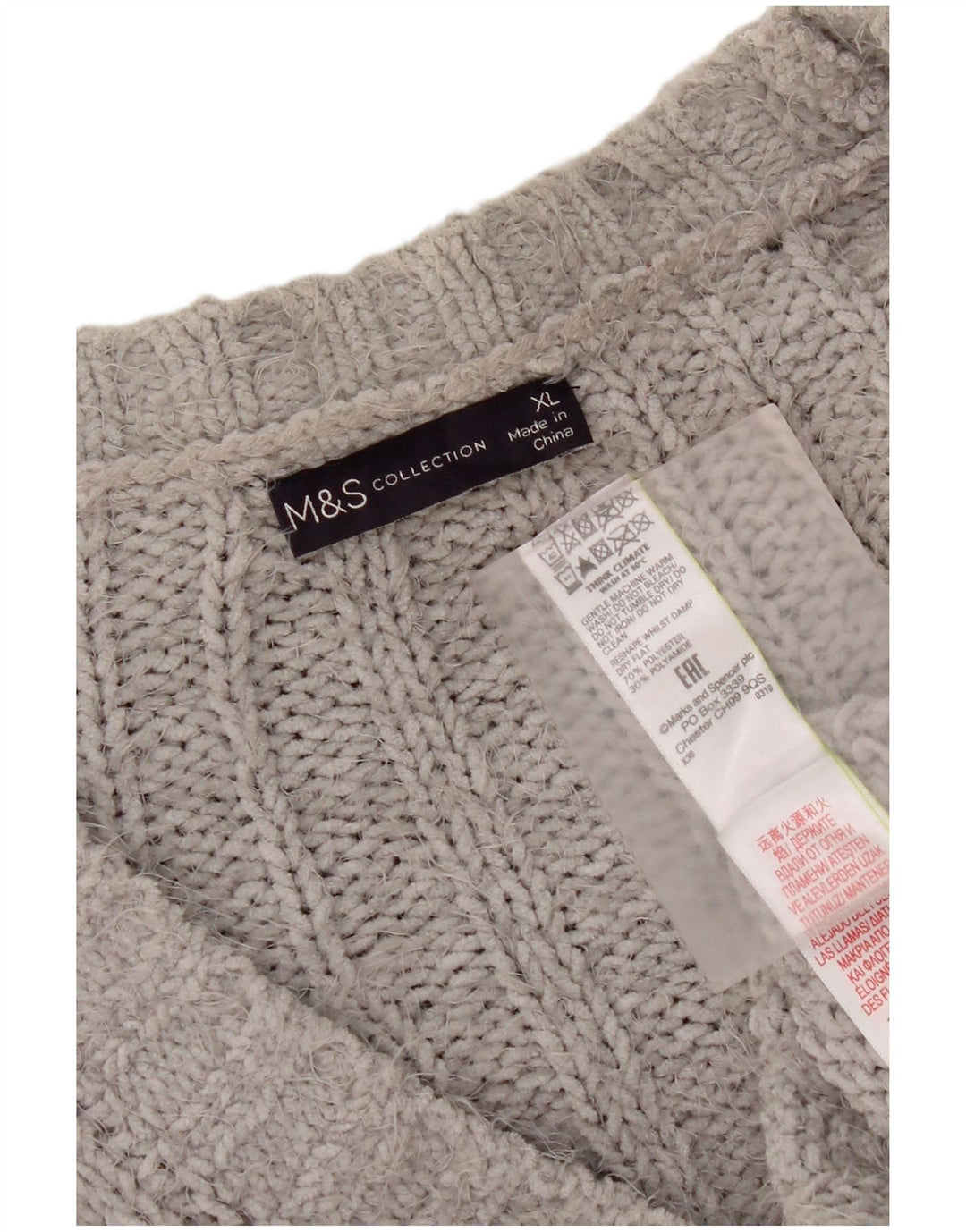 Maglione cardigan oversize da donna Marks & Spencer UK 18 XL poliestere grigio