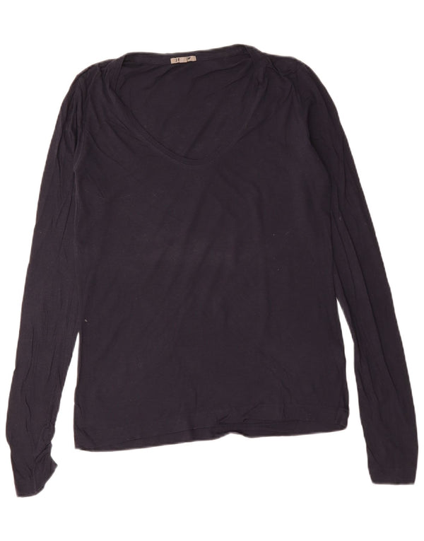 Jigsaw Top da donna a maniche lunghe UK 14 Large in cotone blu navy
