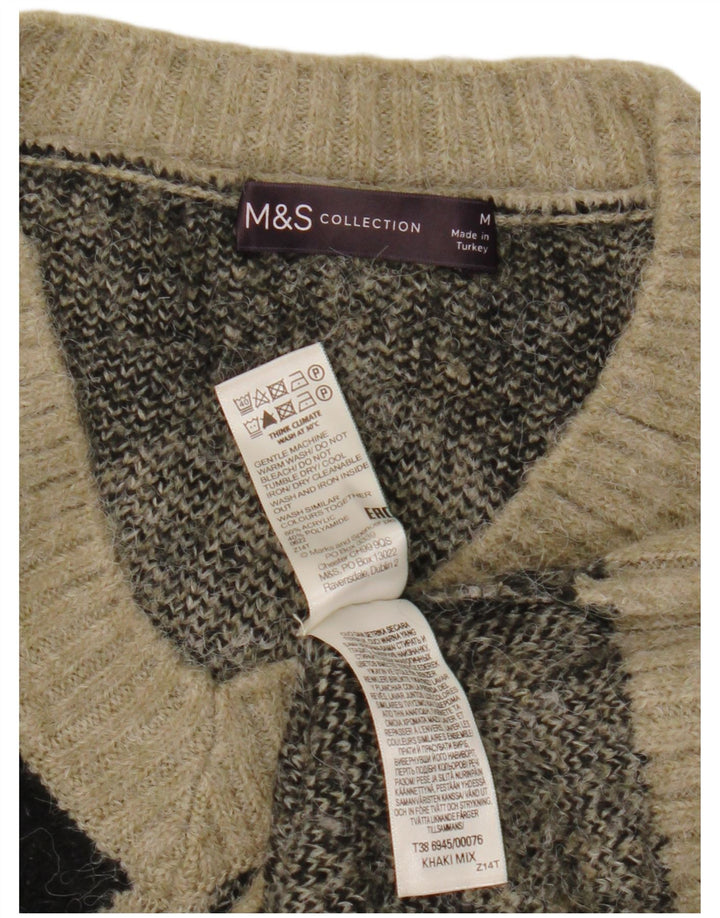 Maglione corto con scollo a V da donna Marks & Spencer UK 14 Cachi medio