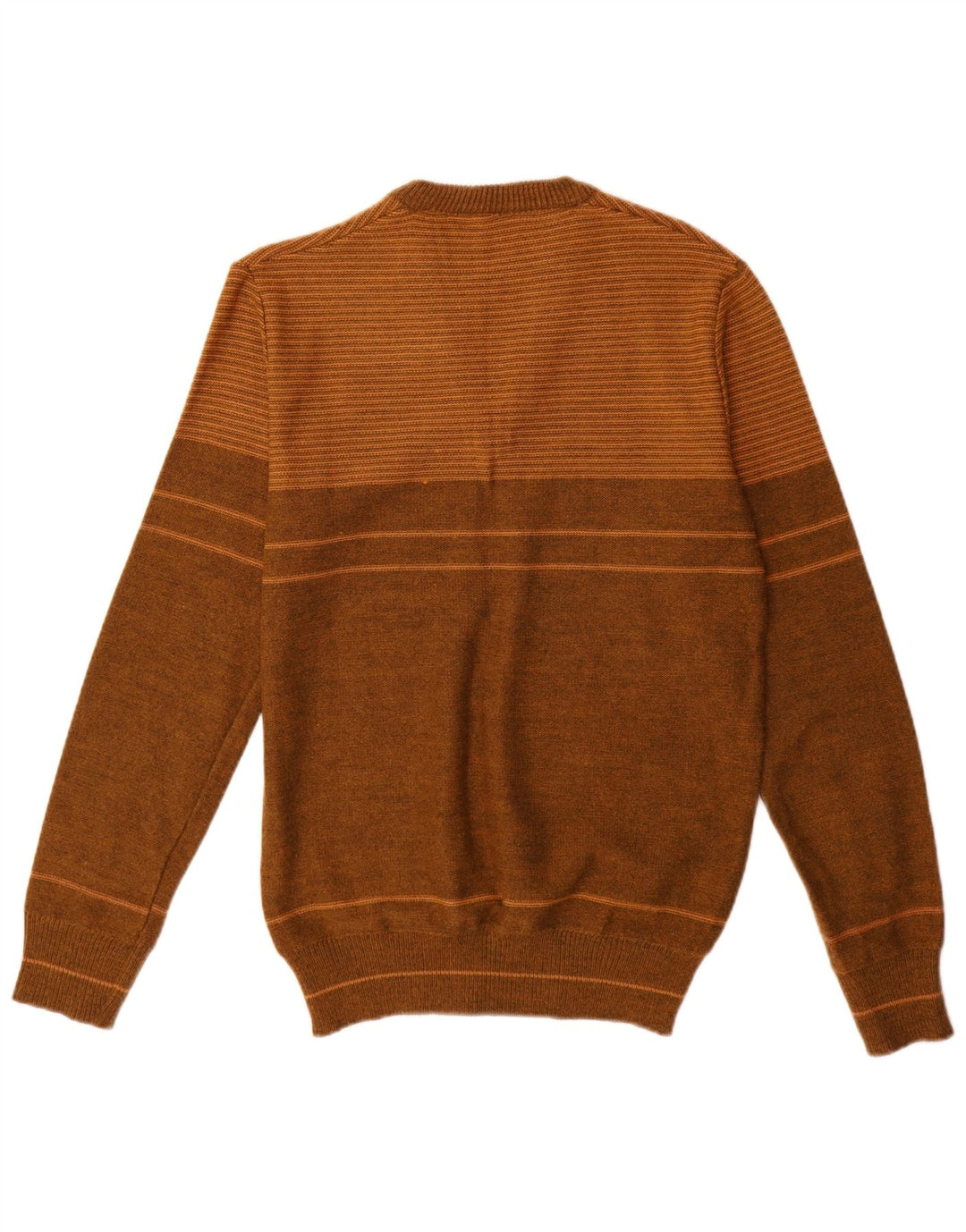 Maglione vintage da uomo con scollo a V in acrilico a righe marrone medio