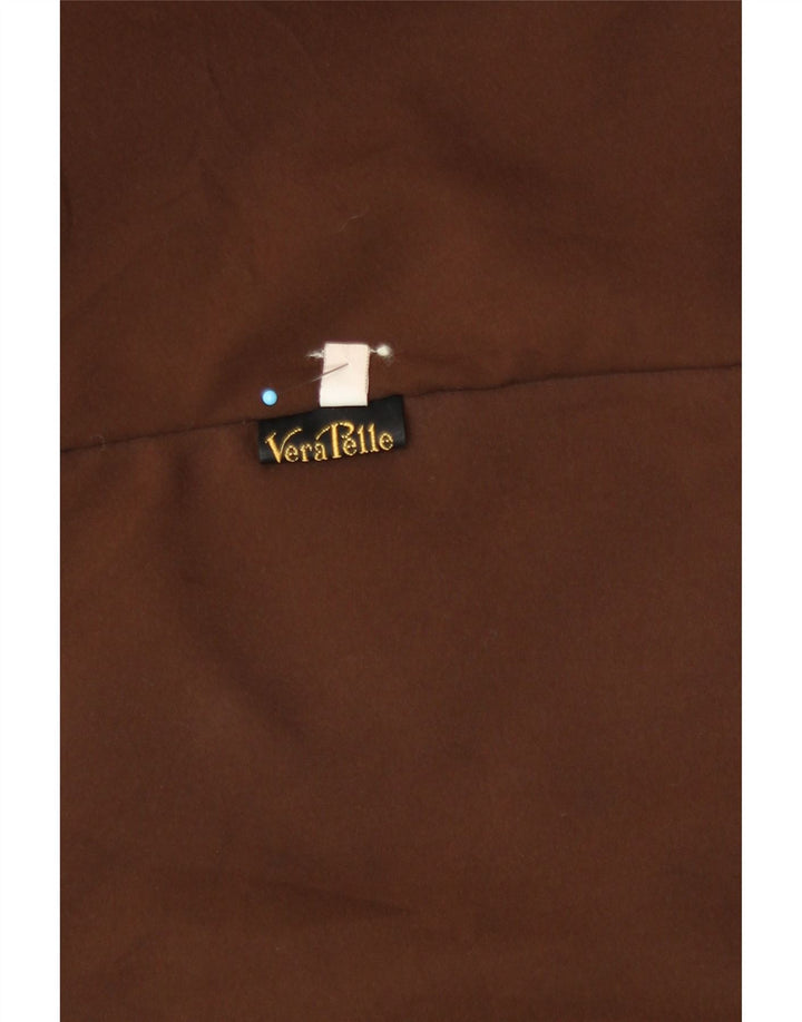 Cappotto in pelle da donna vintage IT 44 in pelle marrone medio