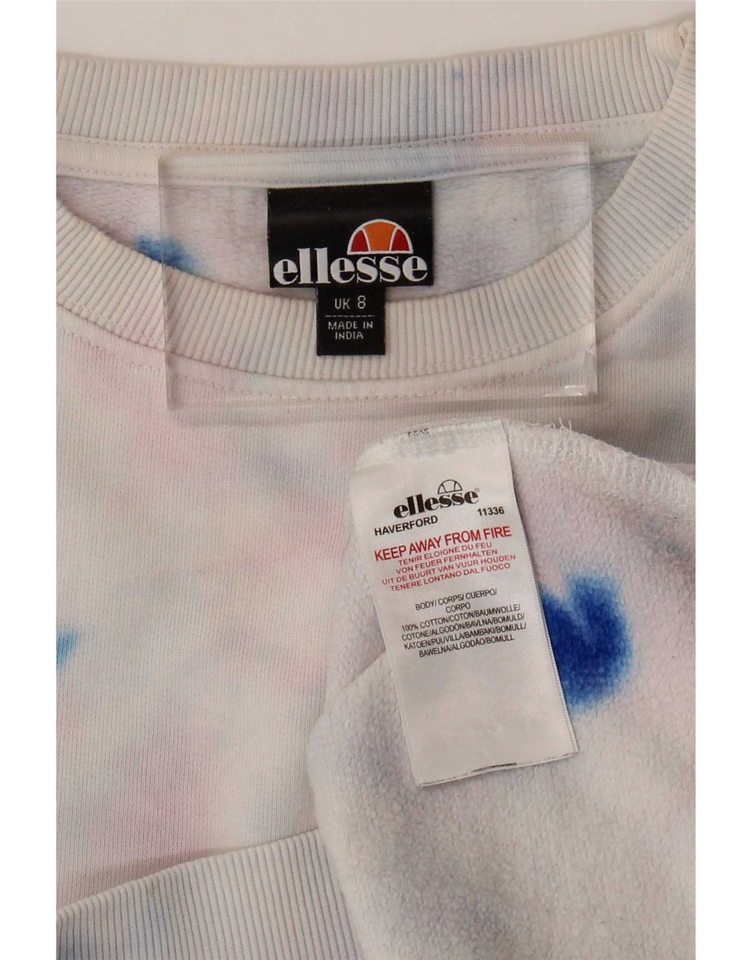 Ellesse, felpa oversize da donna, maglione, UK 8, piccolo, multicolore, tie dye
