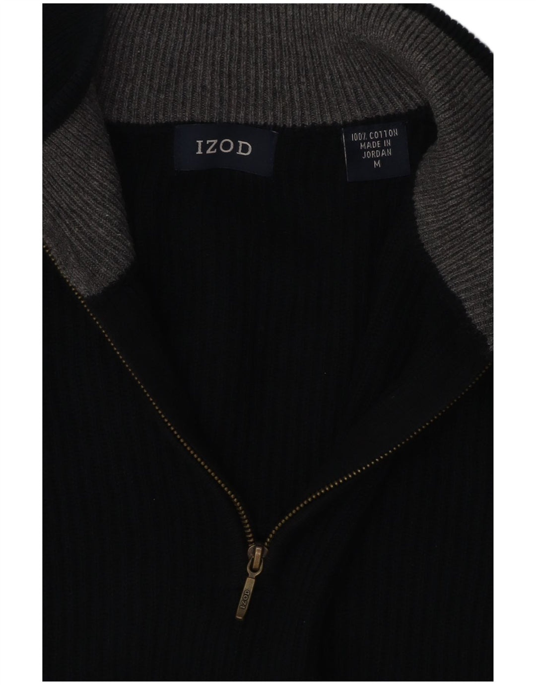 Maglione da uomo con zip e collo IZOD in cotone nero medio