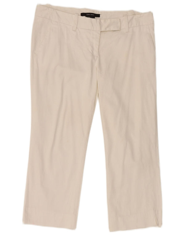Pantaloni Capri dritti da donna Zara EU 38 Small W28 L20 Cotone bianco