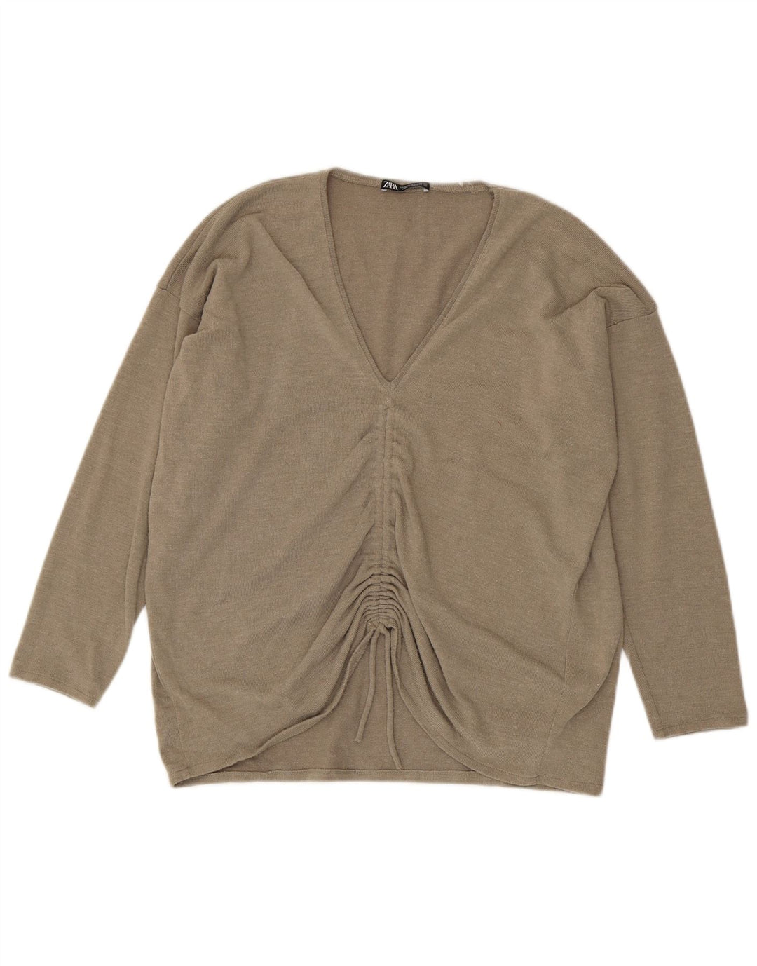 Top oversize da donna Zara a maniche lunghe UK 12 Poliestere beige medio