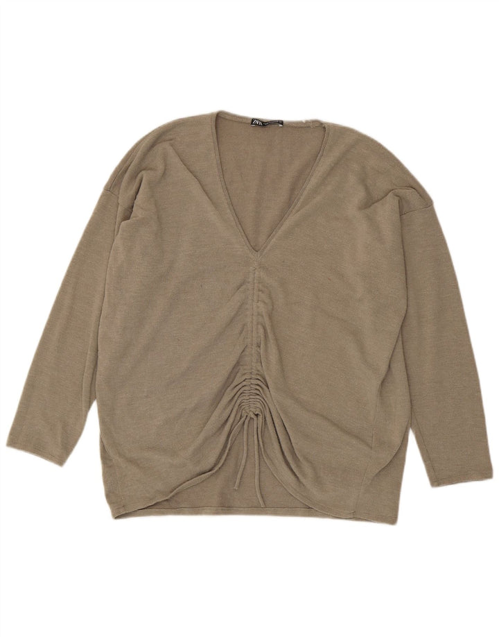 Top oversize da donna Zara a maniche lunghe UK 12 Poliestere beige medio