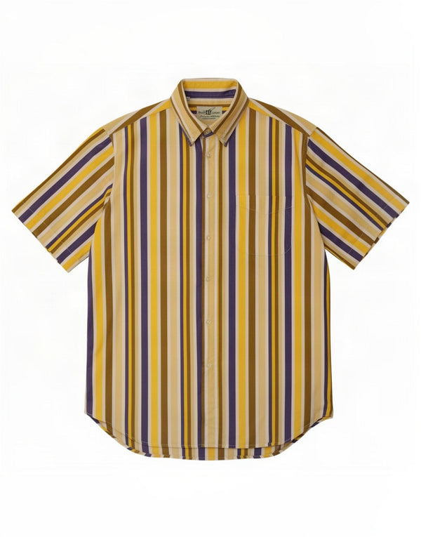 Camicia a maniche corte da uomo di Henry Taglia 39 15 1/2 media a righe multicolore