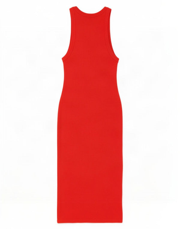Abito aderente senza maniche da donna Zara UK 12 rosso medio in cotone