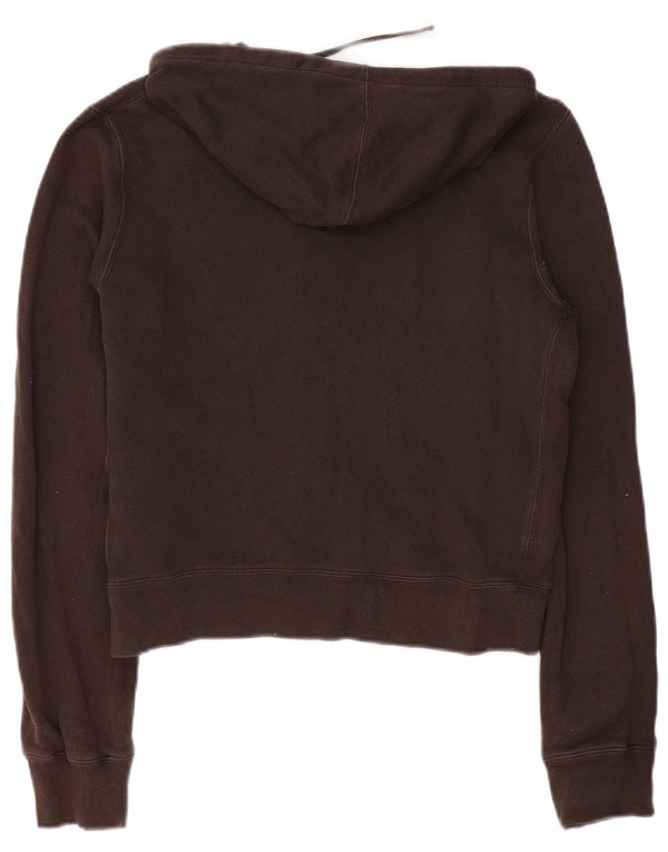 POLO RALPH LAUREN Maglione con cappuccio e zip grafica corta da donna UK 16 Large Marrone