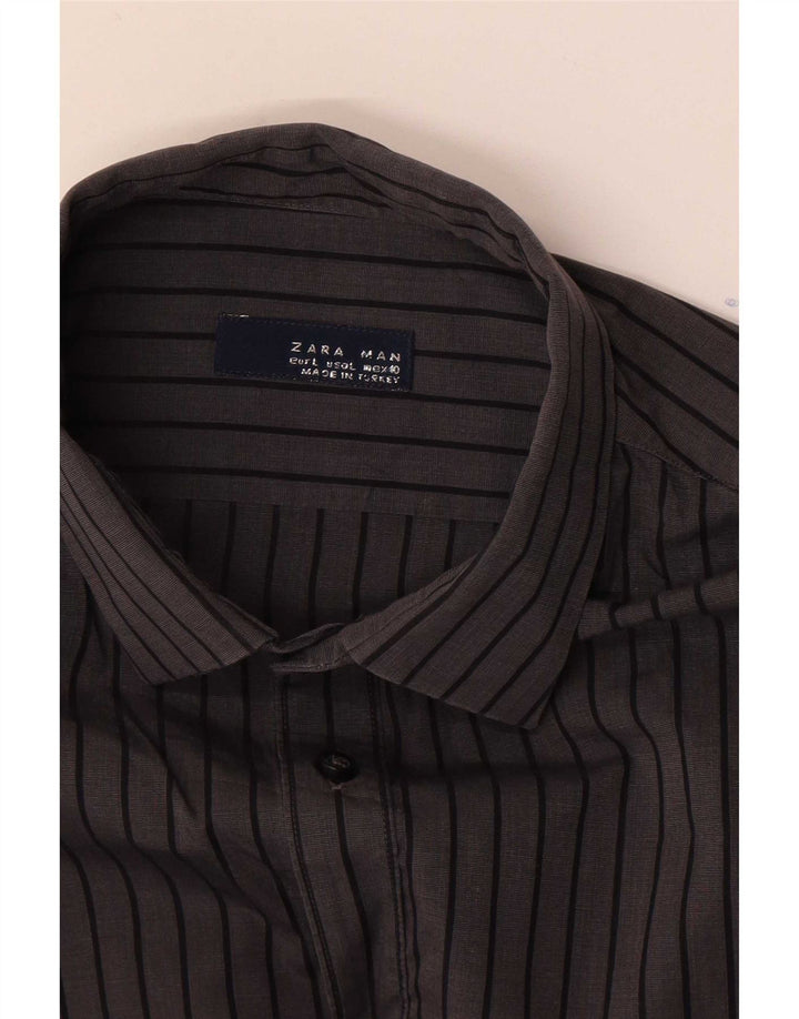 Camicia Zara Uomo Grande Gessato Grigio