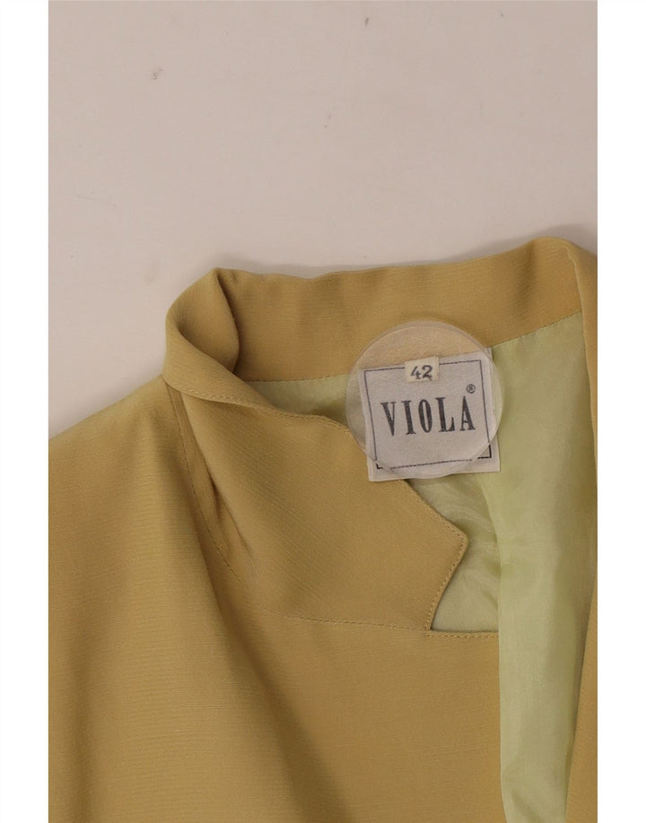 Giacca blazer vintage da donna con maniche a 3/4 IT 42 lana gialla media