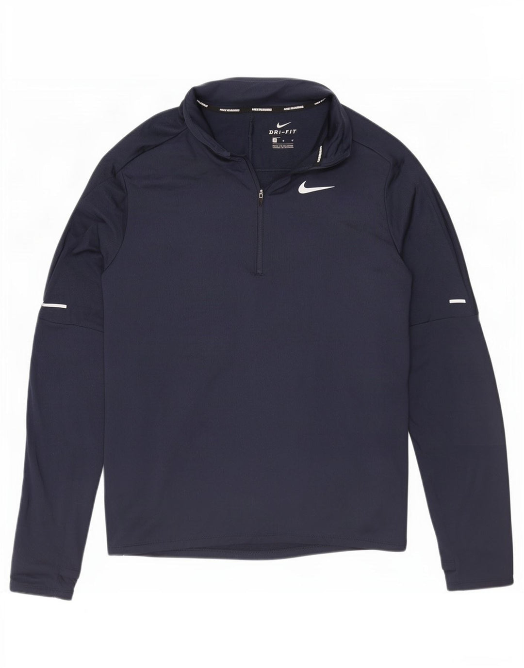 Top Nike da uomo Dri Fit con zip e collo a maniche lunghe in poliestere blu navy medio