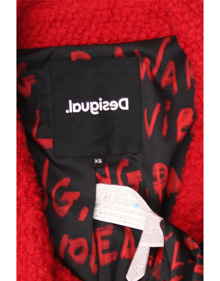 Desigual Cappotto doppiopetto oversize da donna UK 6 XS Rosso poliestere